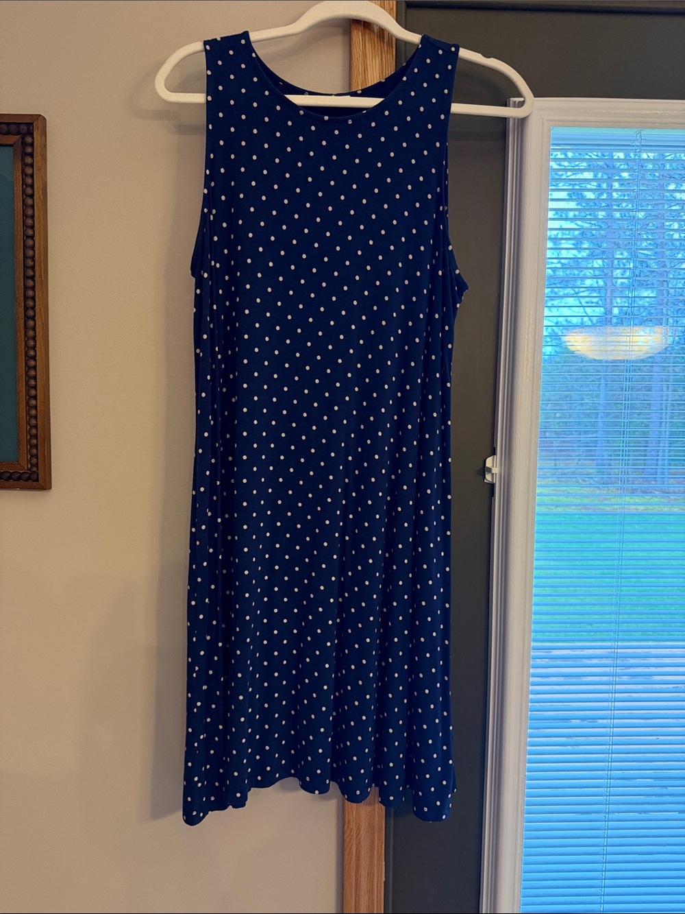 Old Navy Navy and White Polka Dot Top